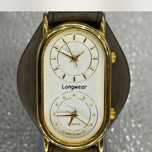 Ladies * Designer *** Gold /  Tan “ Longwear * Dual Dial Watch